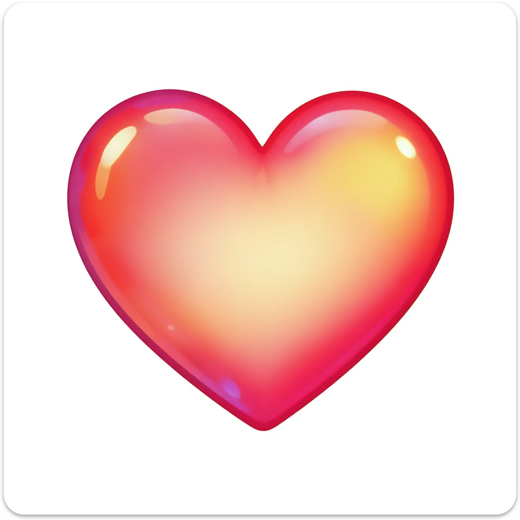 cute and shiny heart emoji with a gradient effect, no background sticker