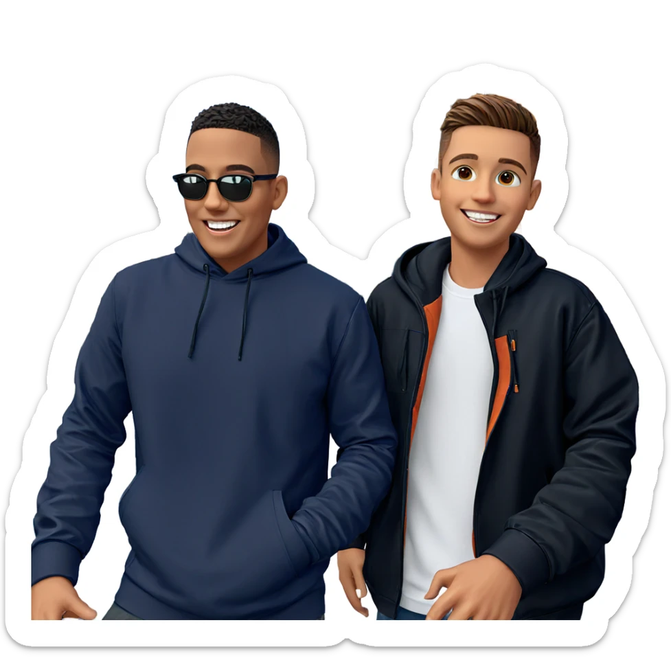 boys smiling outdoors together sticker