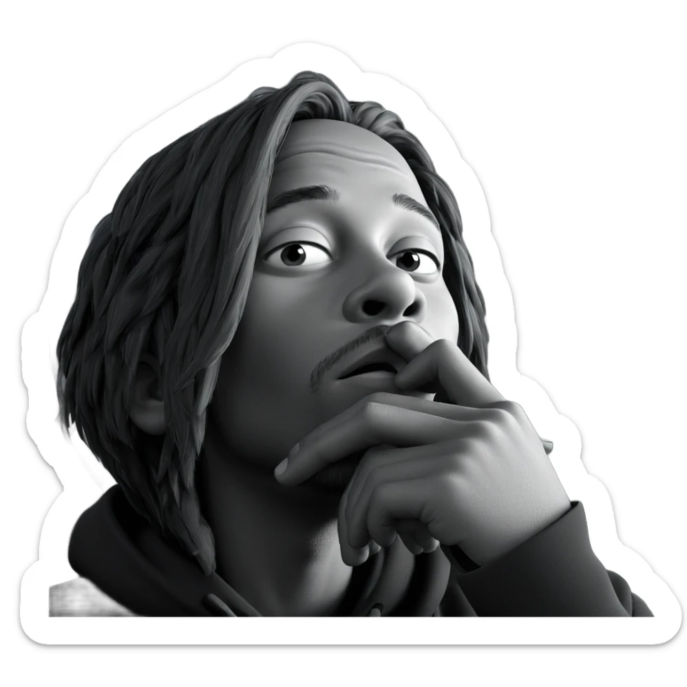 thoughtful boy in greyscale sticker