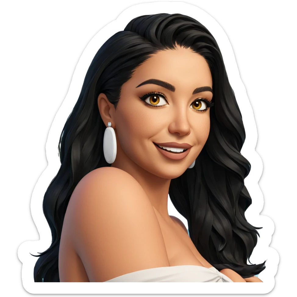 smiling girl by the pool sticker