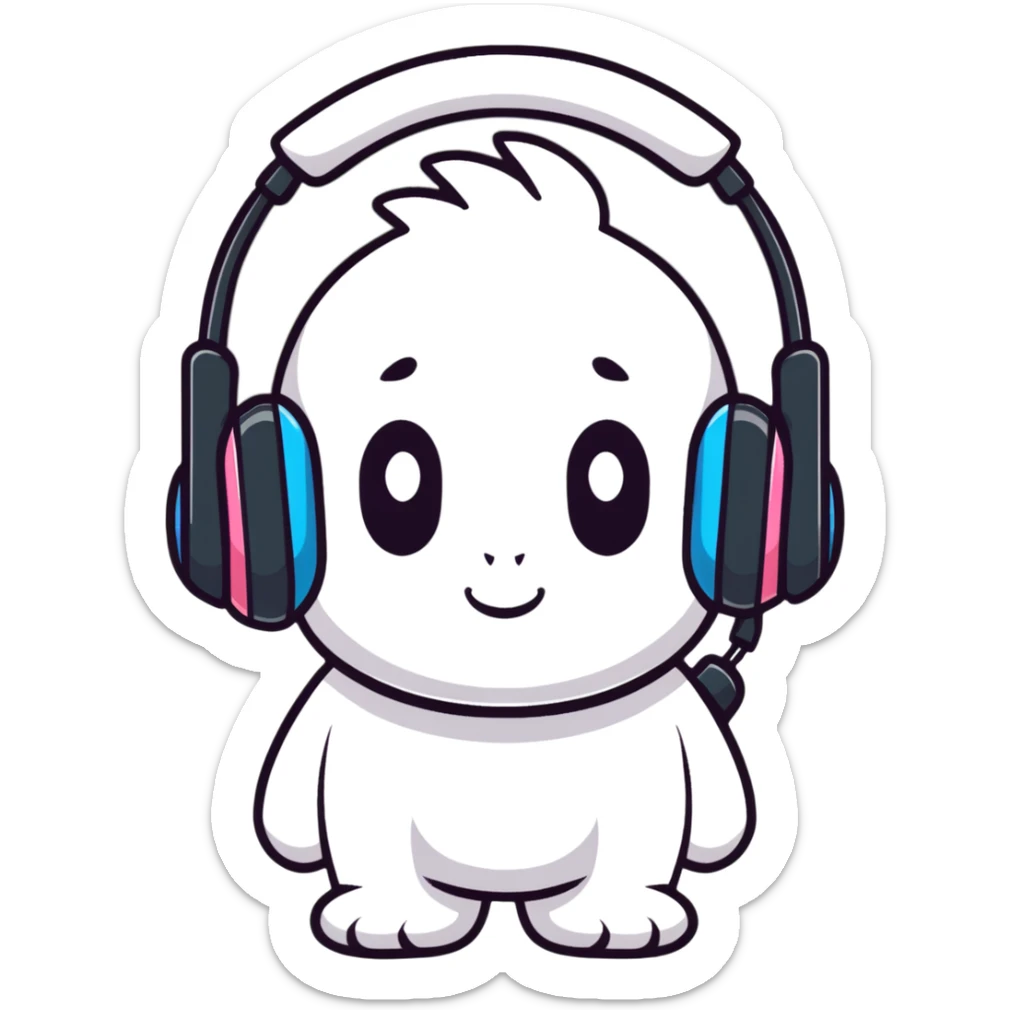 Sprunki character from Incredibox, fun cartoon mascot with big headphones sticker