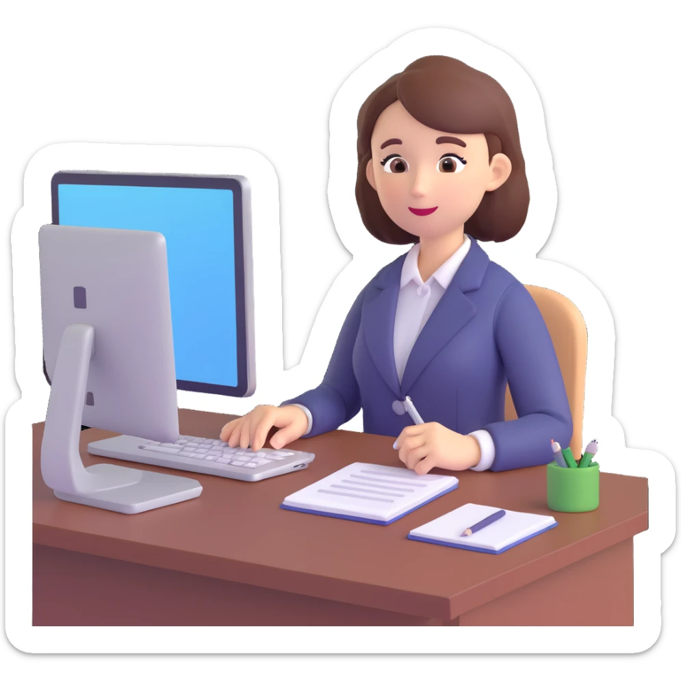 everyday routine of an online english teacher who is a woman sticker