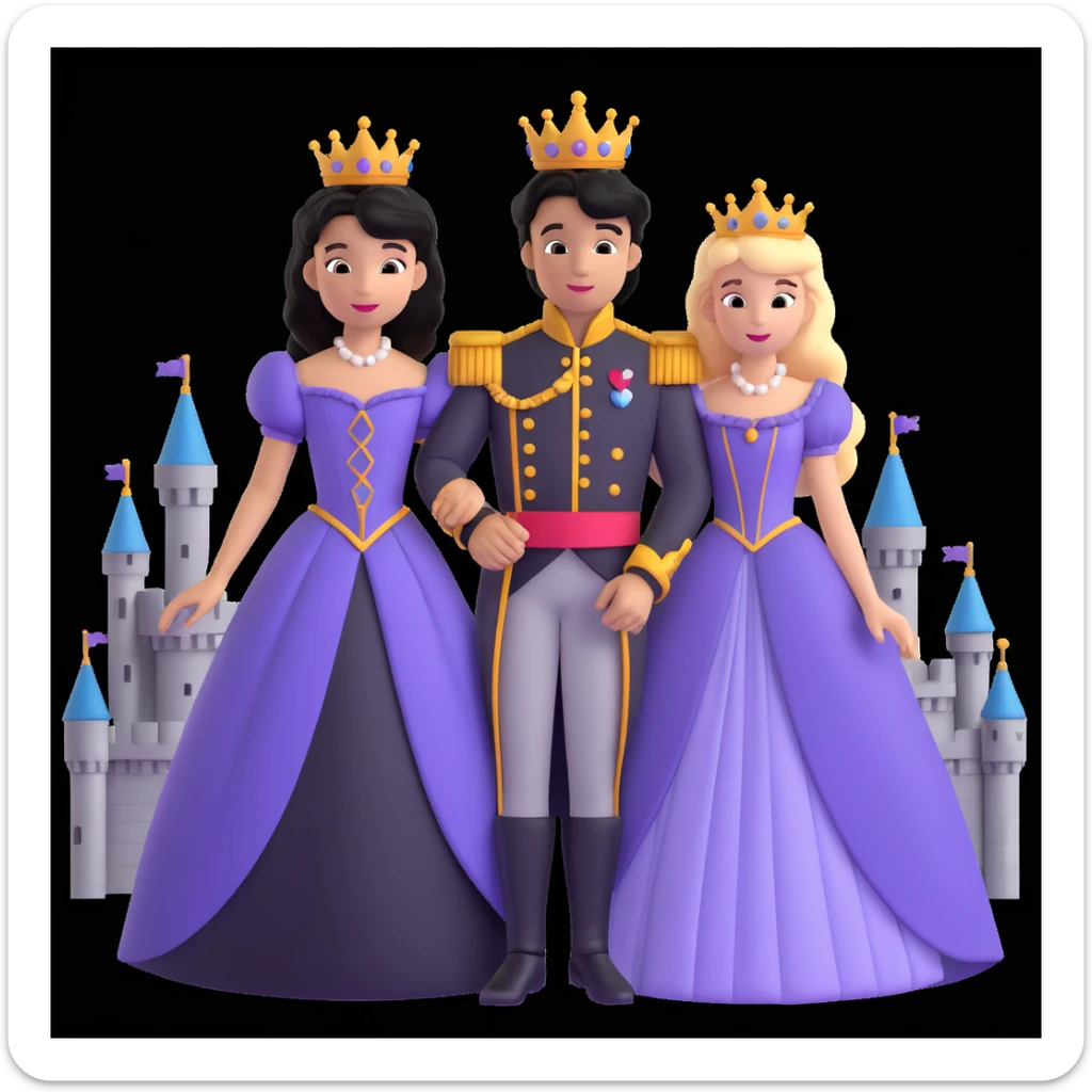 prince and princess disny dress close up photo in castle sticker