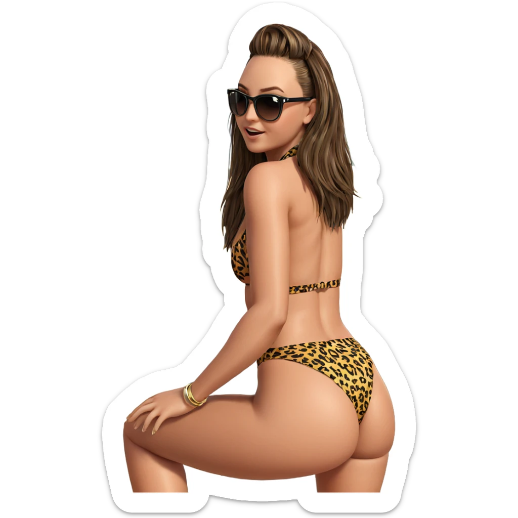 girl in animal print bikini sticker