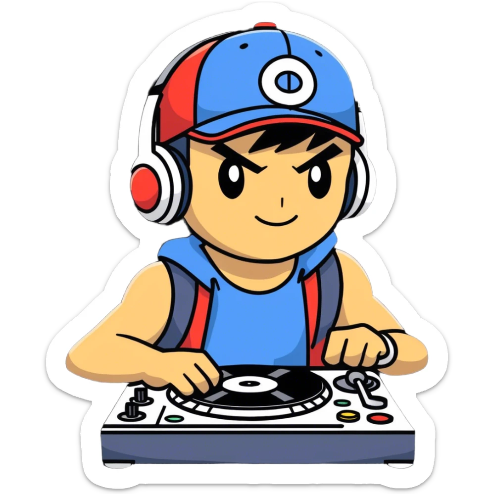 Hot handsomeb muscular 6ft tall ash ketchum being a  dj and his music is blazing hot sticker
