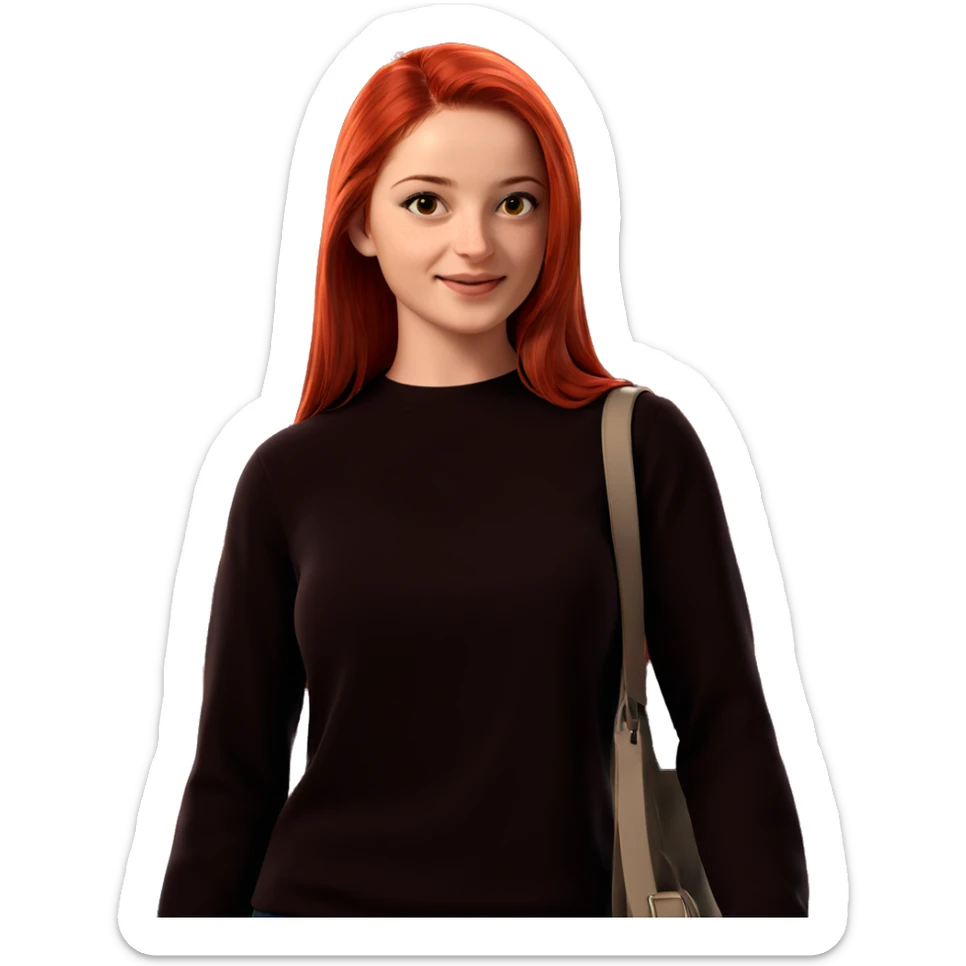 smiling girl with red hair sticker