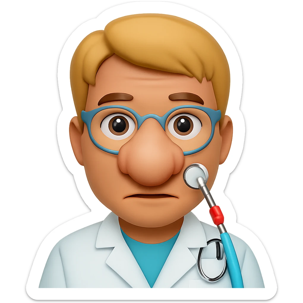 Make the dentist's nose much bigger. The original style is emoji style, but since emoji style does not support editing, use the general style editor to keep the emoji look and make the nose bigger with transparent background. sticker