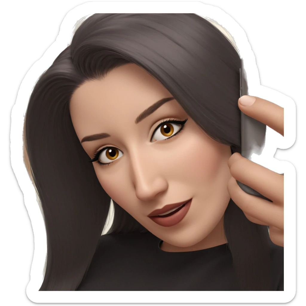 selfie of girl with phone sticker