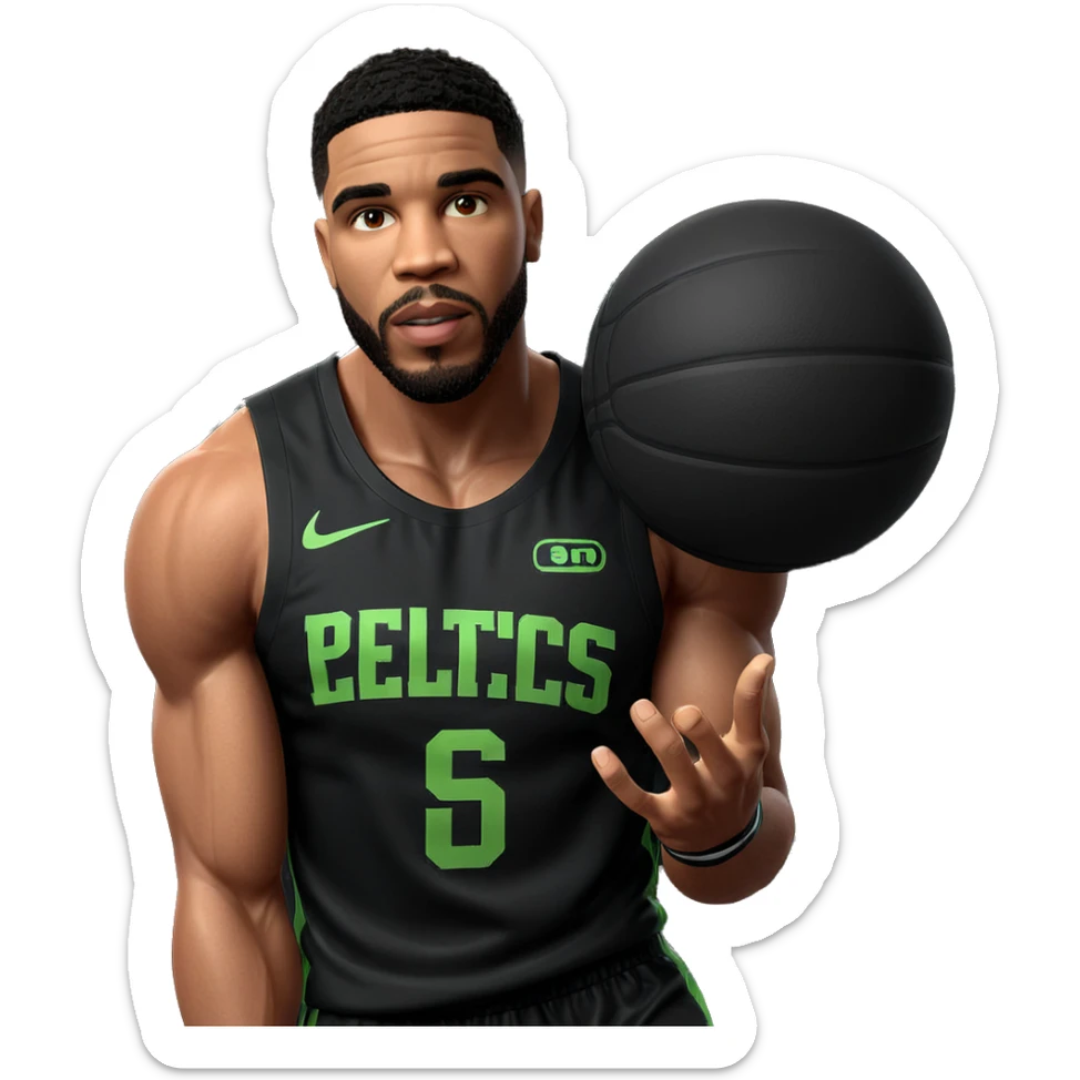 muscular boy in basketball uniform sticker