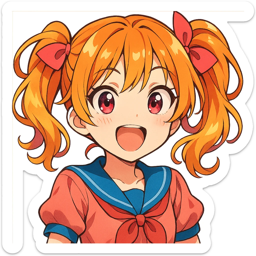 anime girl, expressive face, cute hairstyle, vibrant colors, anime style sticker