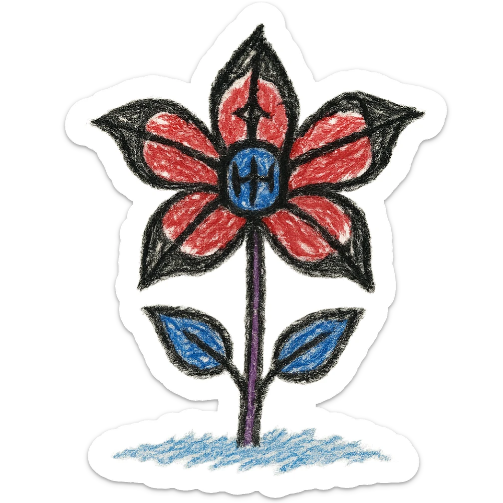 gothic flower, children doodle style sticker