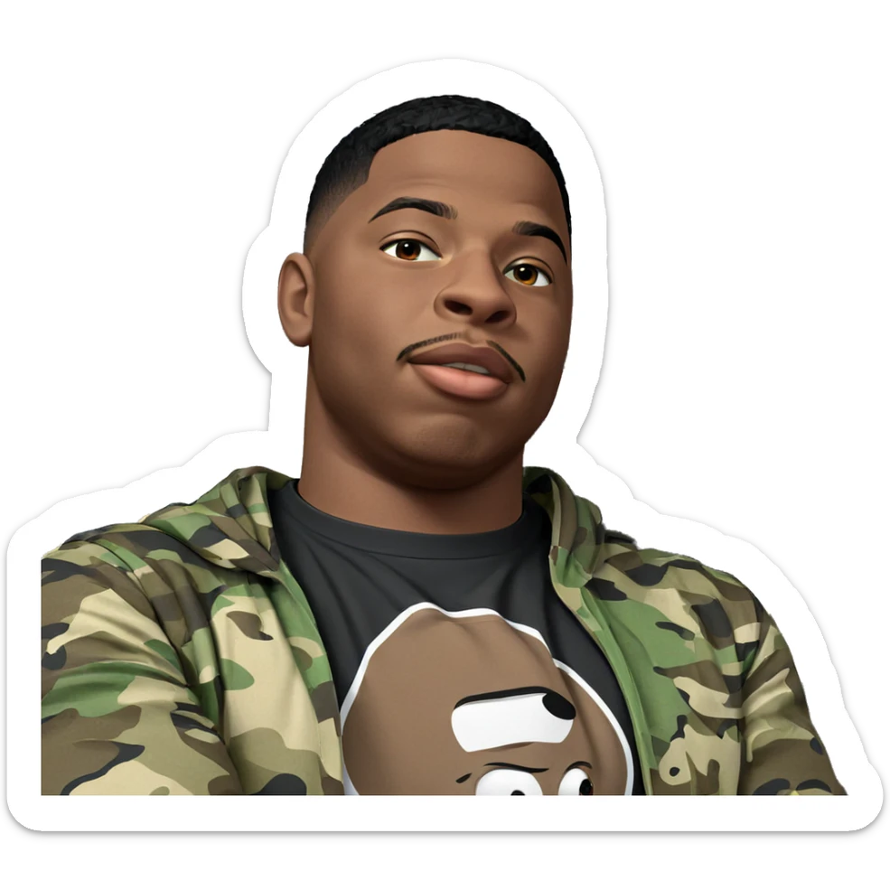 solo male in camouflage shirt sticker