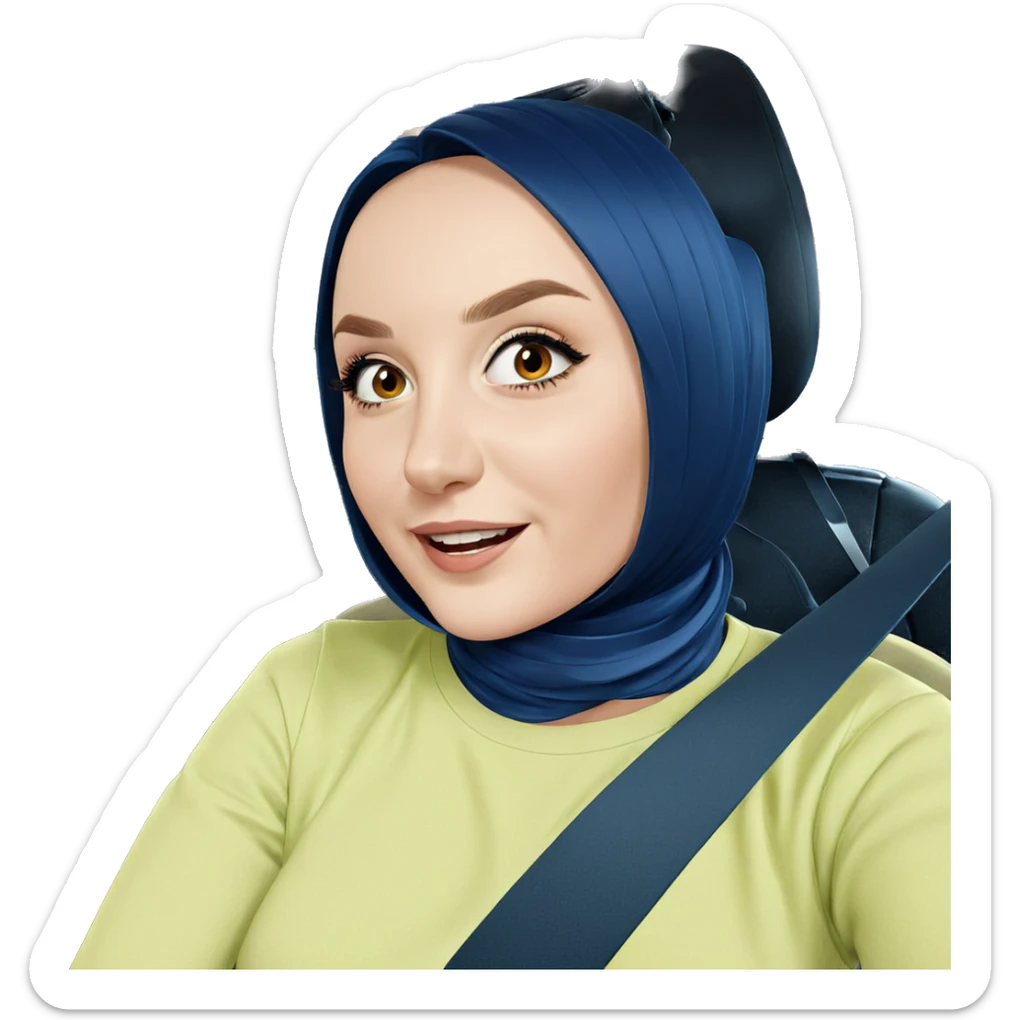 smiling girl in car interior sticker