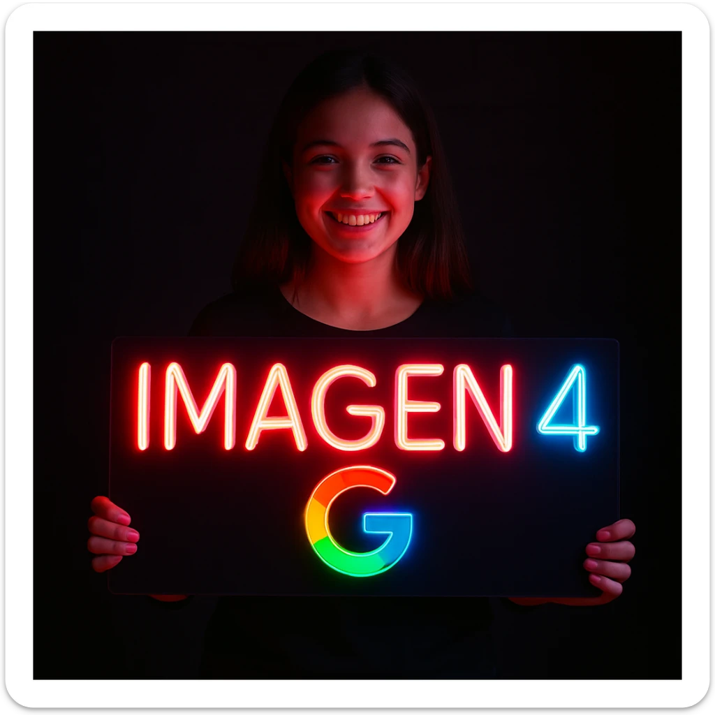 make a girl holding this sign, but sign in made of neon sticker