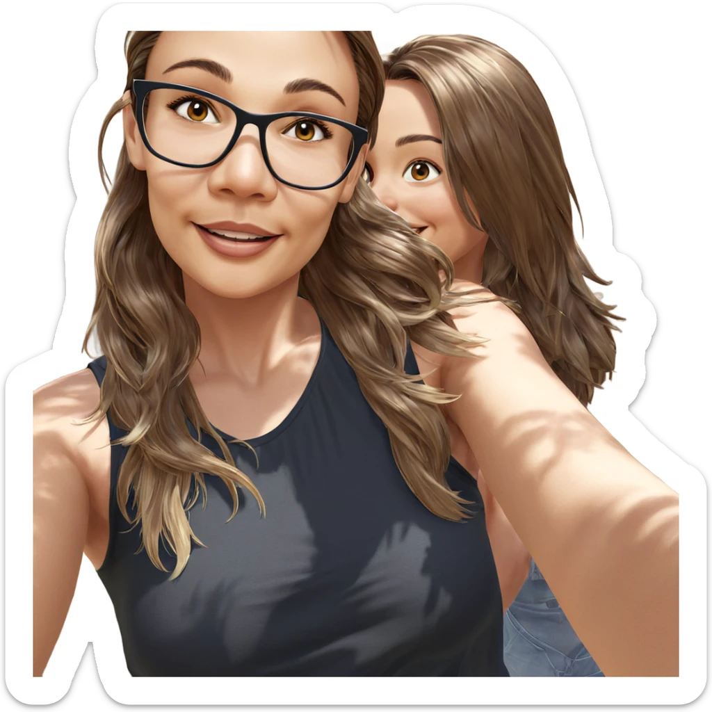 smiling girls in dappled sunlight sticker