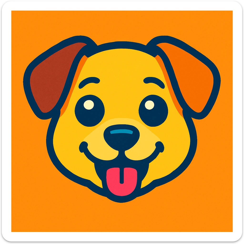 emoji of a dog resembling the photo, cartoon style, bright colors, friendly expression sticker