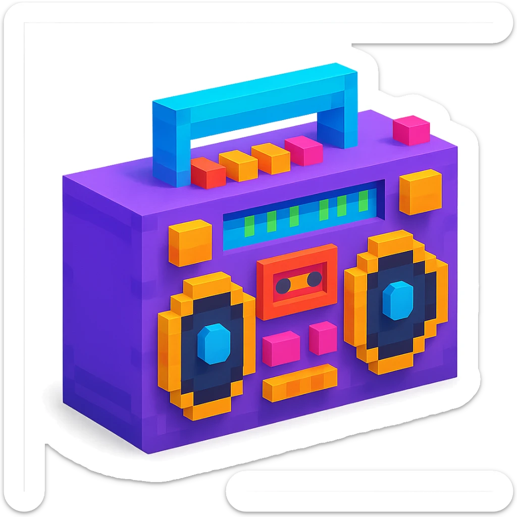 retro hip-hop boombox sticker
