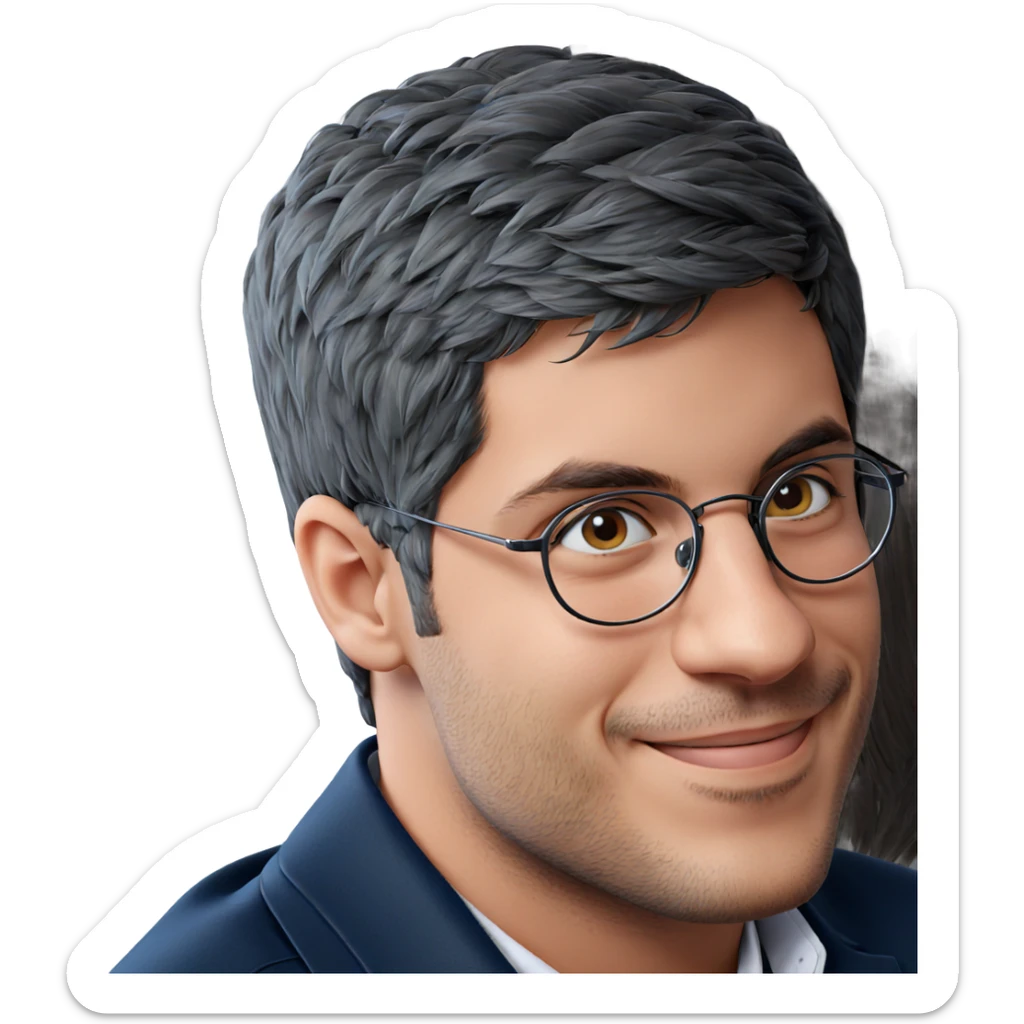 smiling boy with glasses portrait sticker