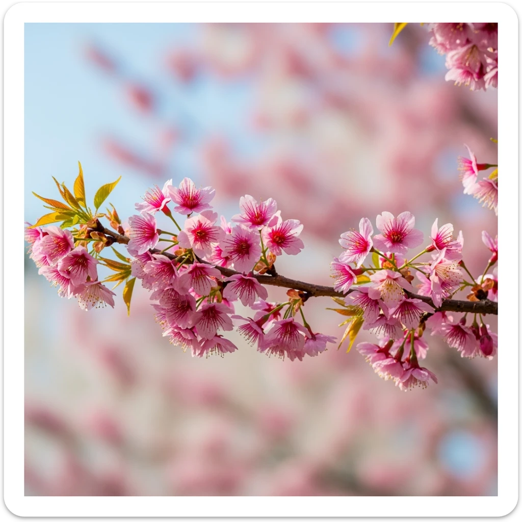 pink cherry blossom branch, no background sticker