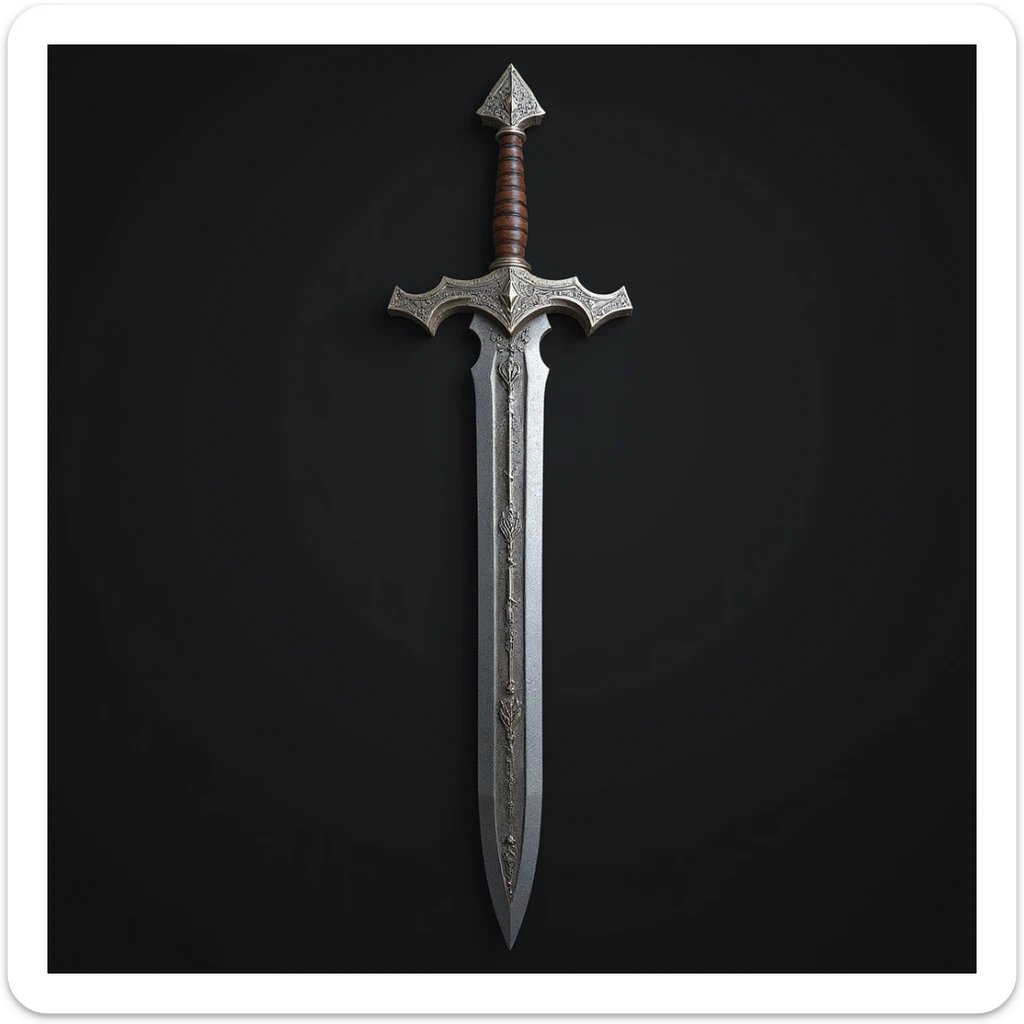 a viking blade, bastard sword, detailed, realistic metal texture, transparent background sticker