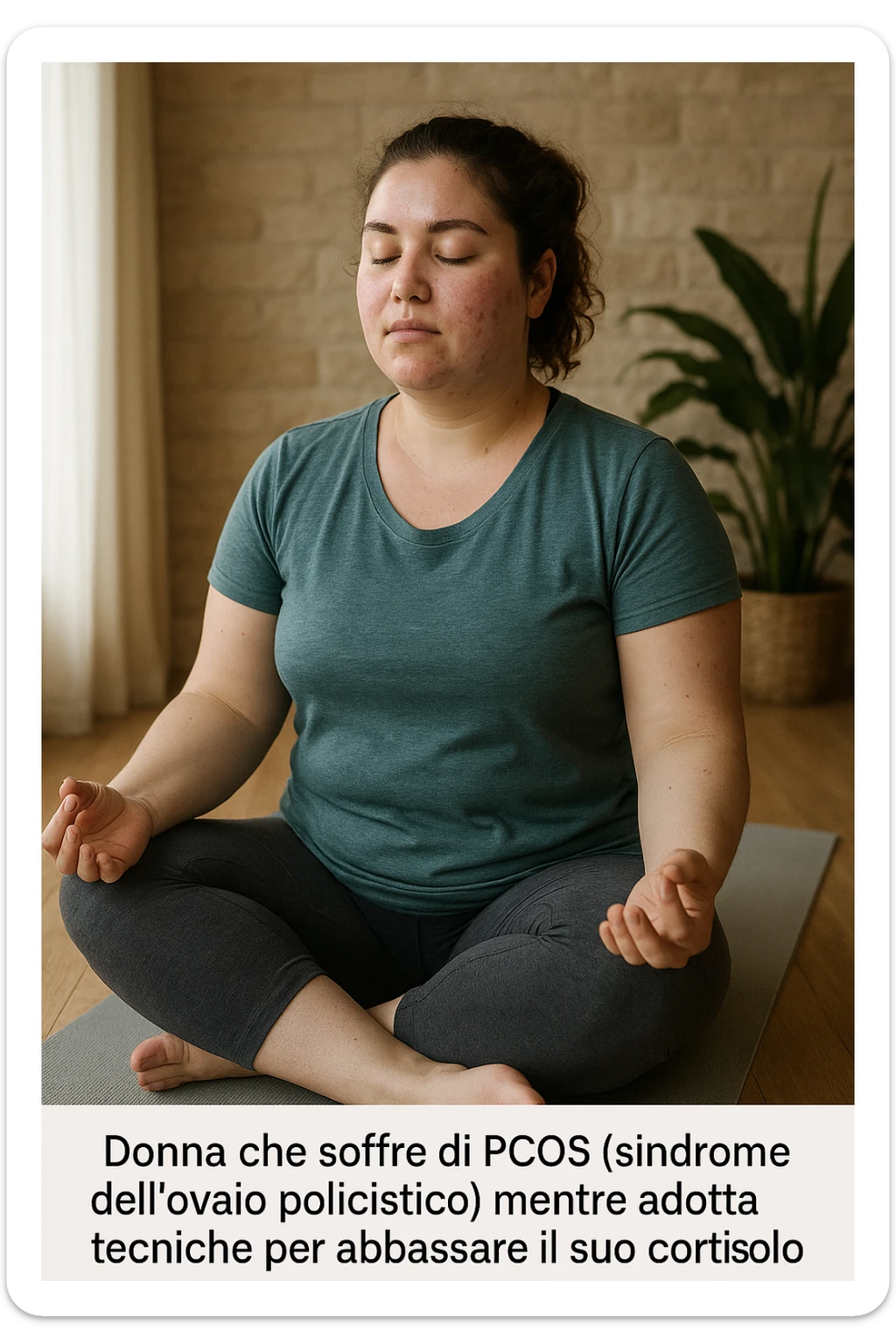 Donna con pcos che abbassa il suo cortisolo immagine realistiche in italiano sticker
