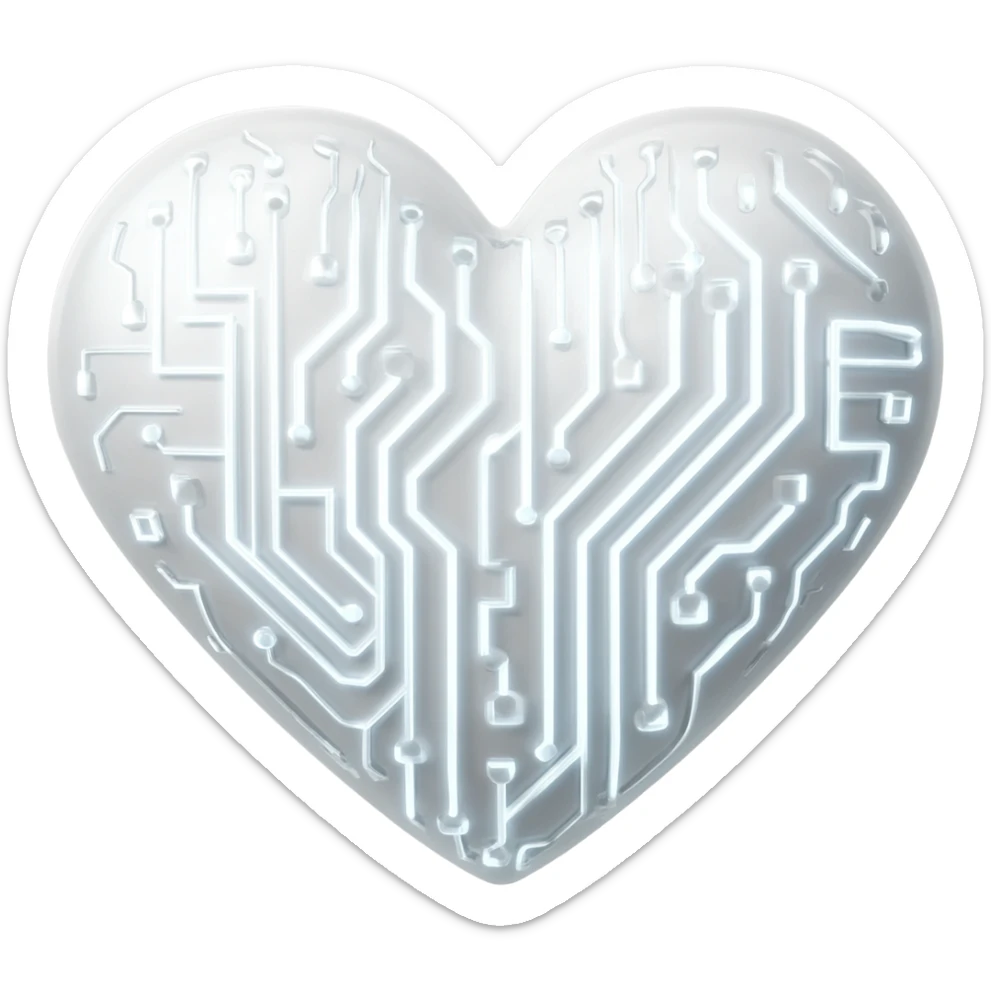 white ai heart sticker