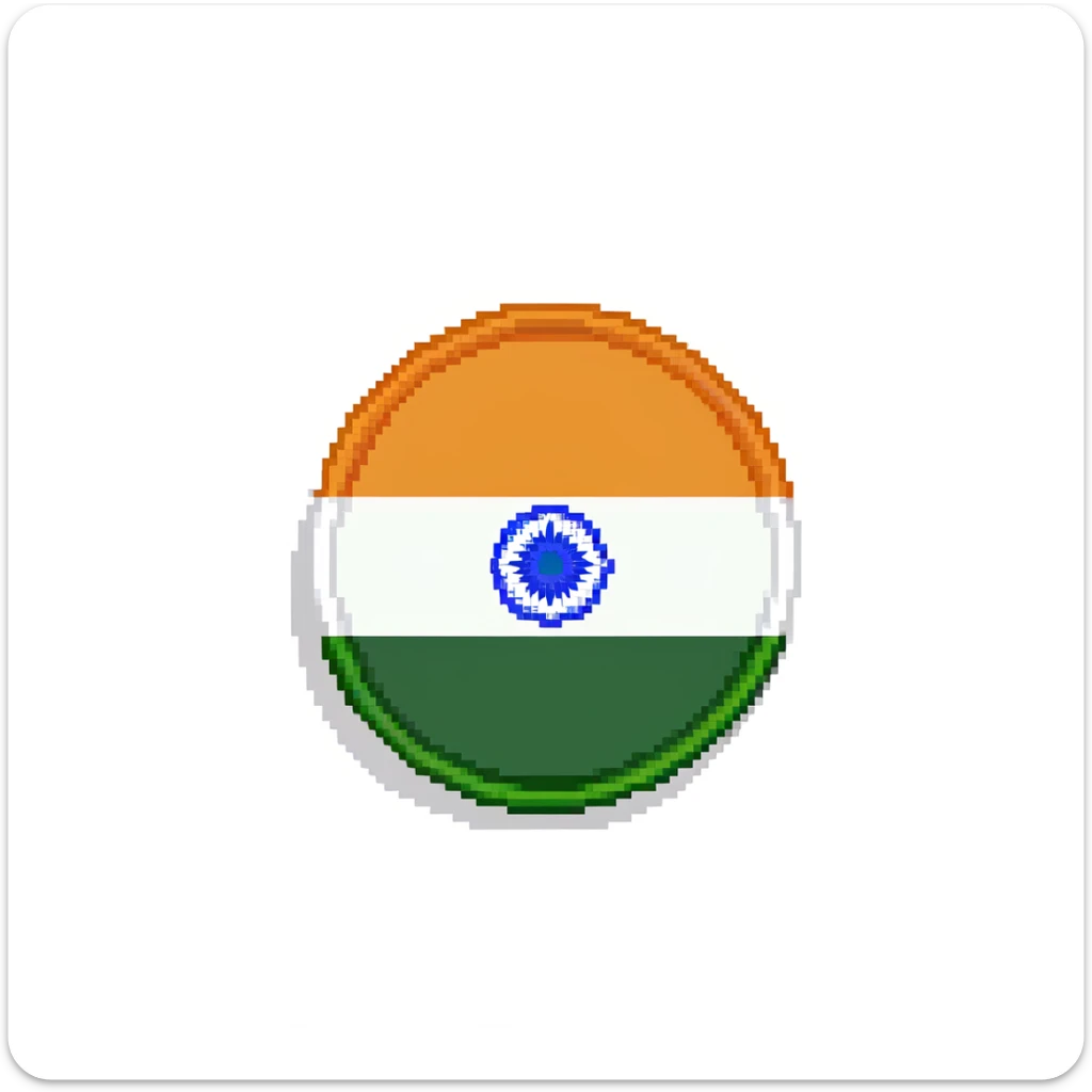 Detailed pixel art of Indian national flag with saffron, white and green colors sticker