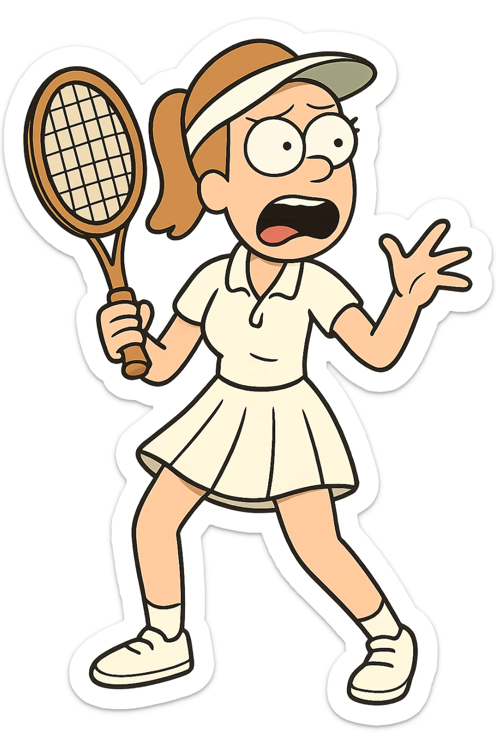 white pleated tennis skirt, classic tenniswear, pleats visible, isolated on transparent background sticker