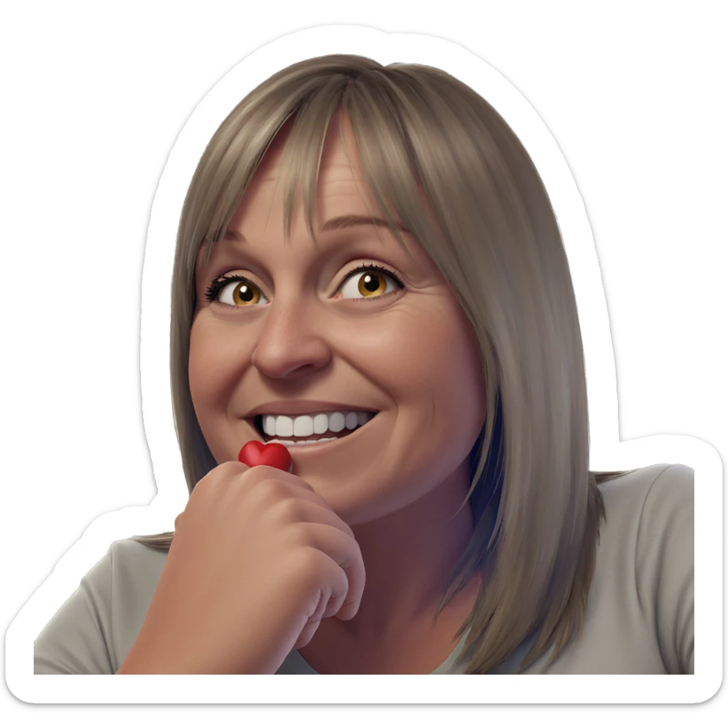 happy girl indoors with heart sticker