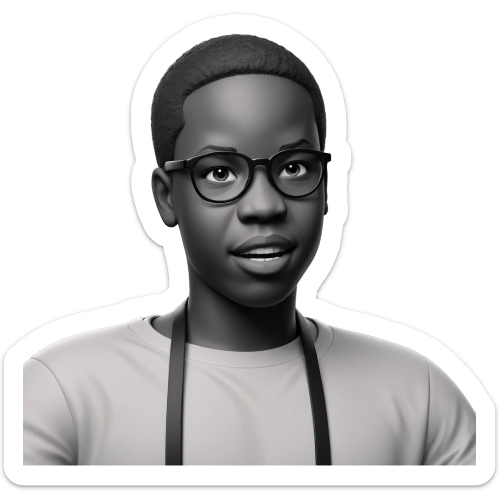 monochrome portrait of a boy sticker