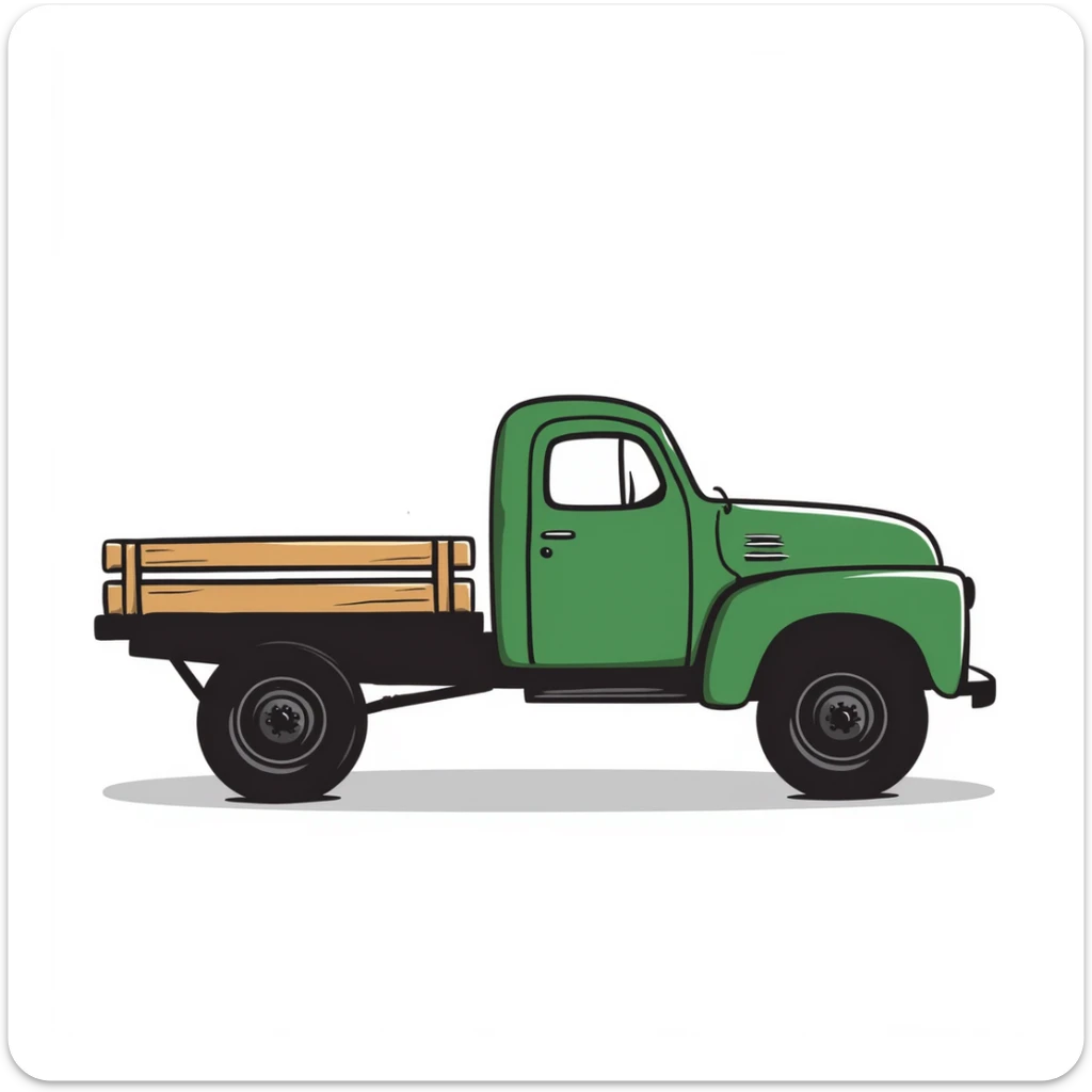 ZIL 130 Soviet truck with green cabin and flatbed, classic vintage Russian truck from 1960s sticker
