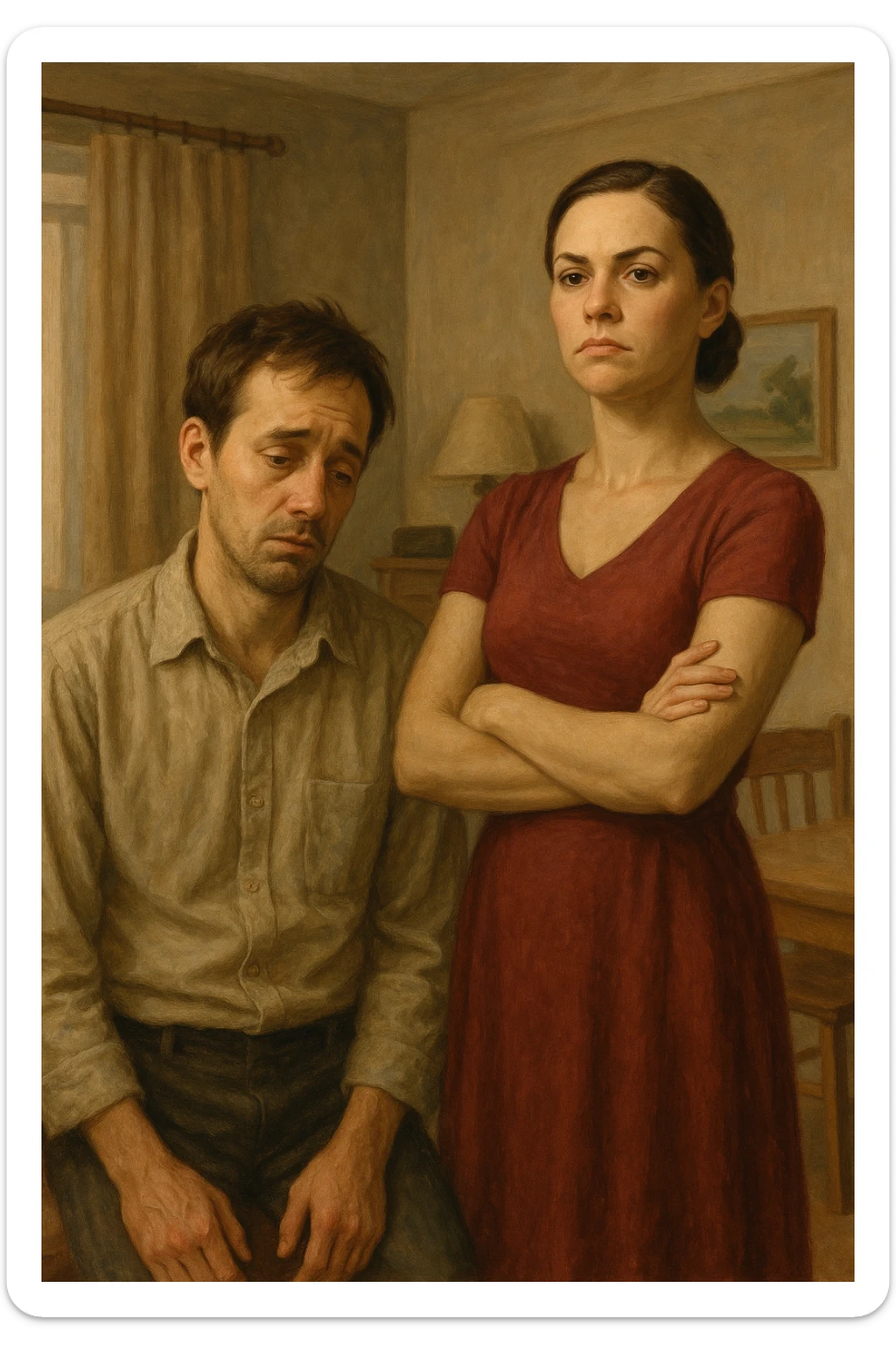 uomo senza energia maschile, uomo che manca di polso, e in famiglia comanda la moglie sticker