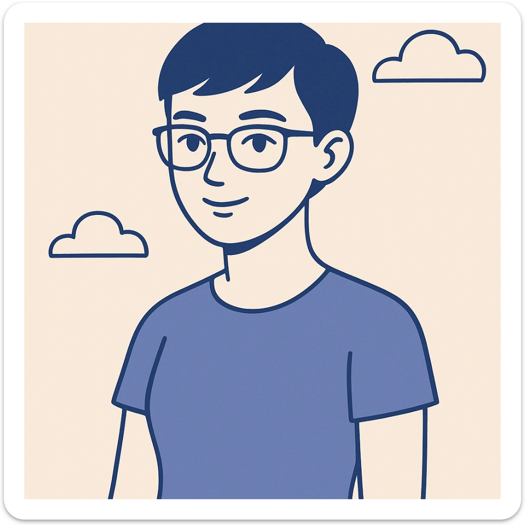 woman with a short pixie haircut, green eyes, wearing glasses and a short sleeve shirt, clean modern illustration style sticker