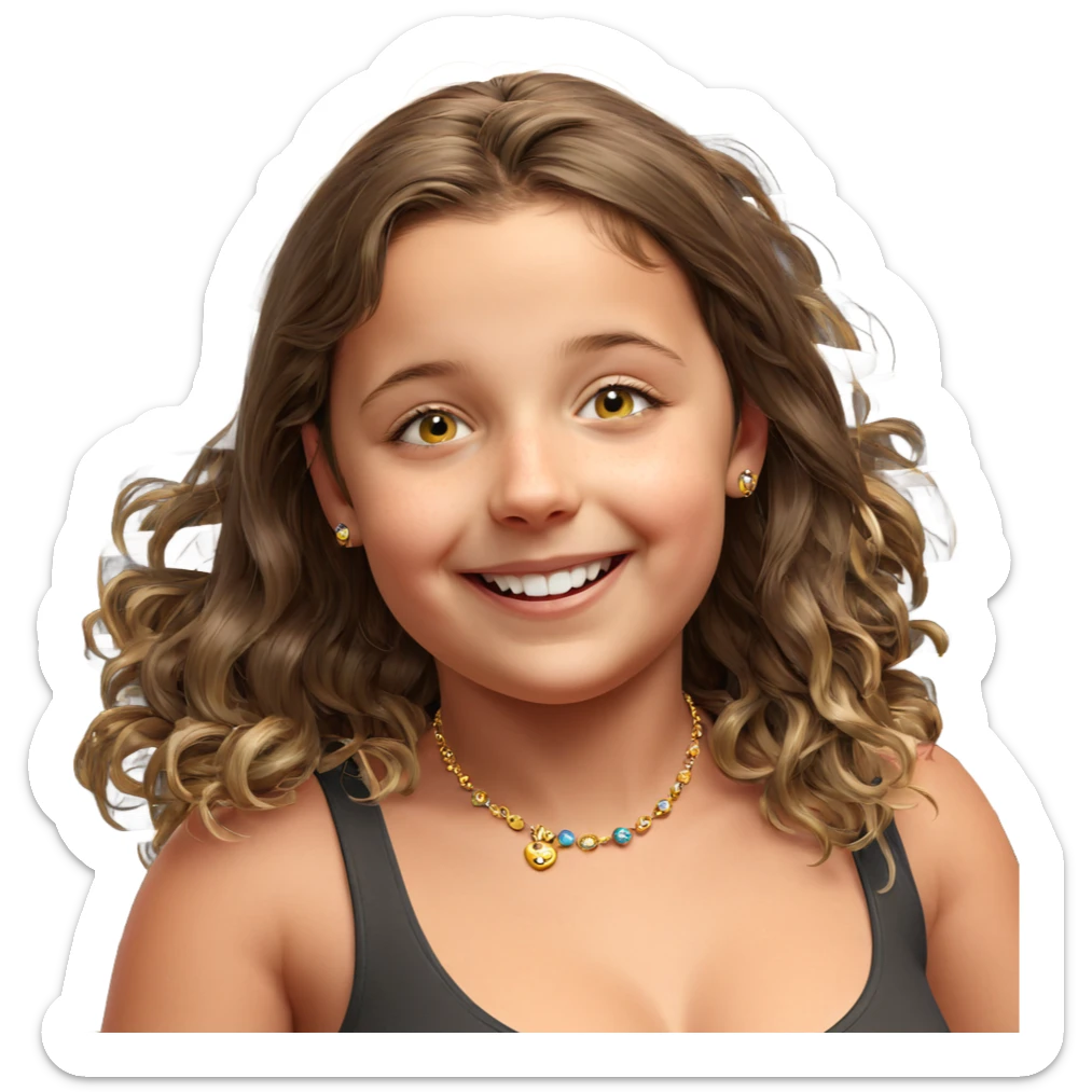 happy girl indoors with jewelry sticker