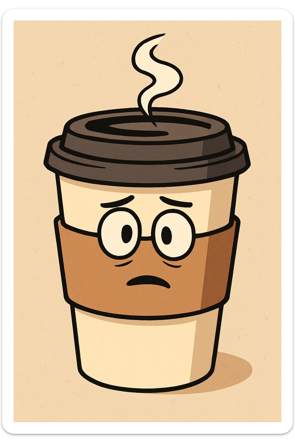 a to-go cup with a hot beverage sleeve, simple and iconic sticker