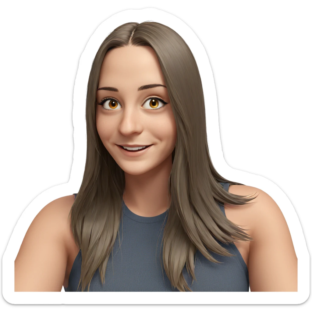 smiling girl with long hair sticker