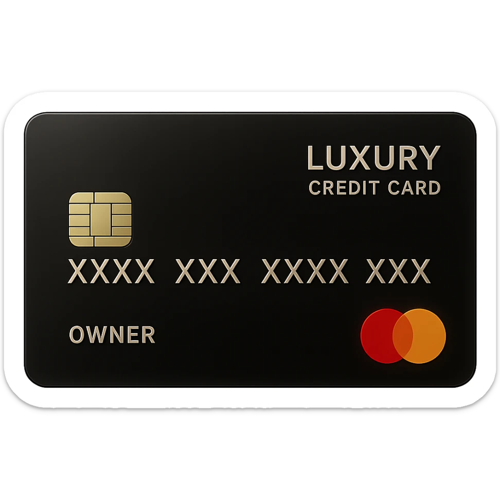 Add the name 'OWNER' and show the card number as XXXX XXXX XXXX XXXX, keeping the style shiny, modern, and minimal, with no background. The style should be shiny, modern, and minimal. sticker