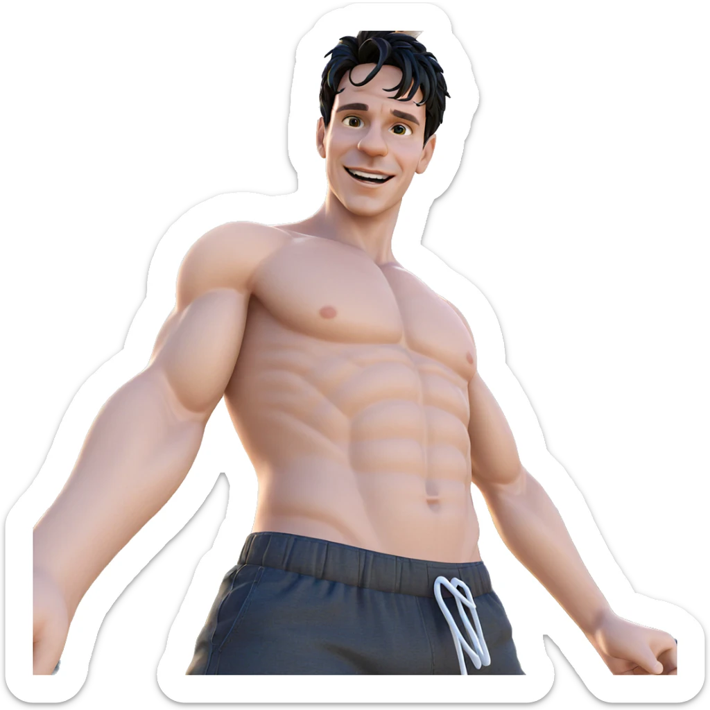 smiling topless boy outdoors sticker