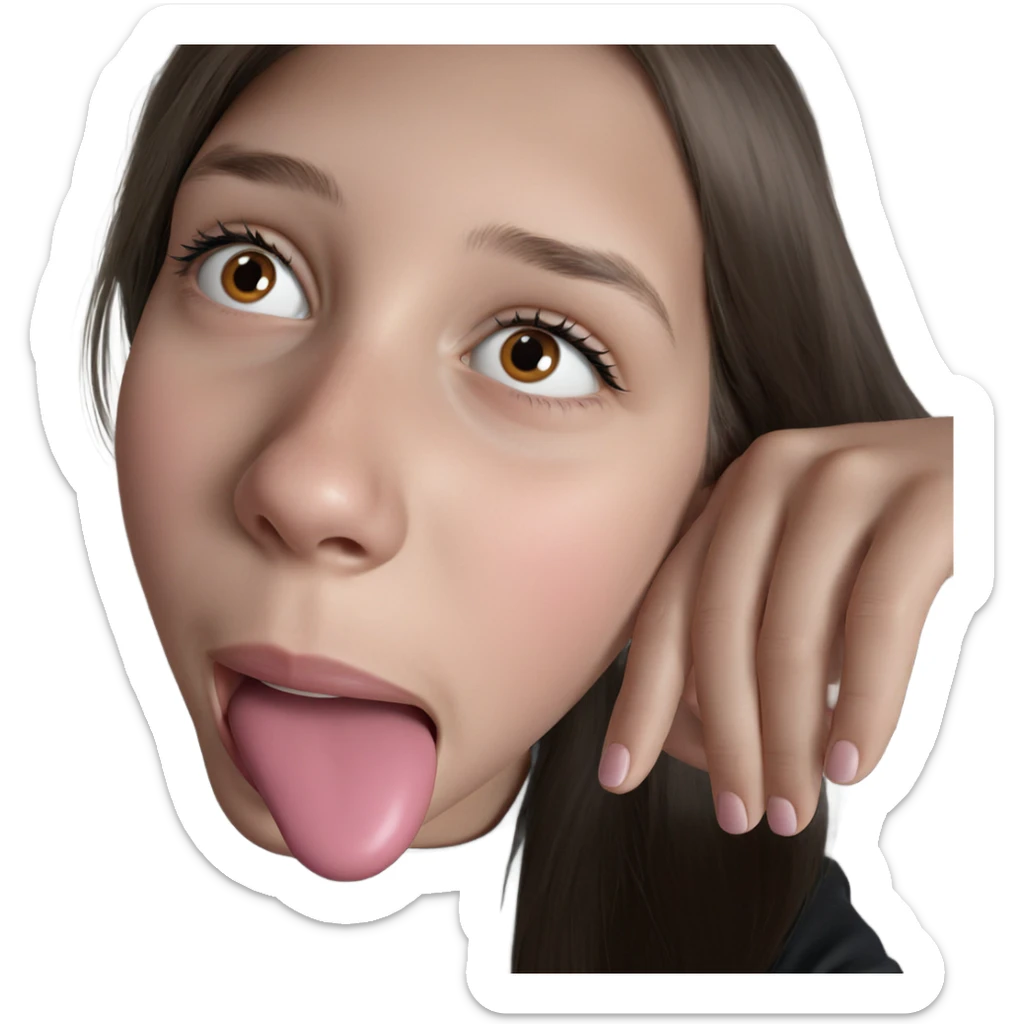 realistic girl with tongue out sticker