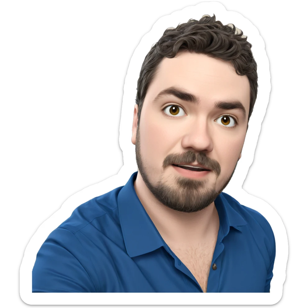 male portrait in blue shirt sticker