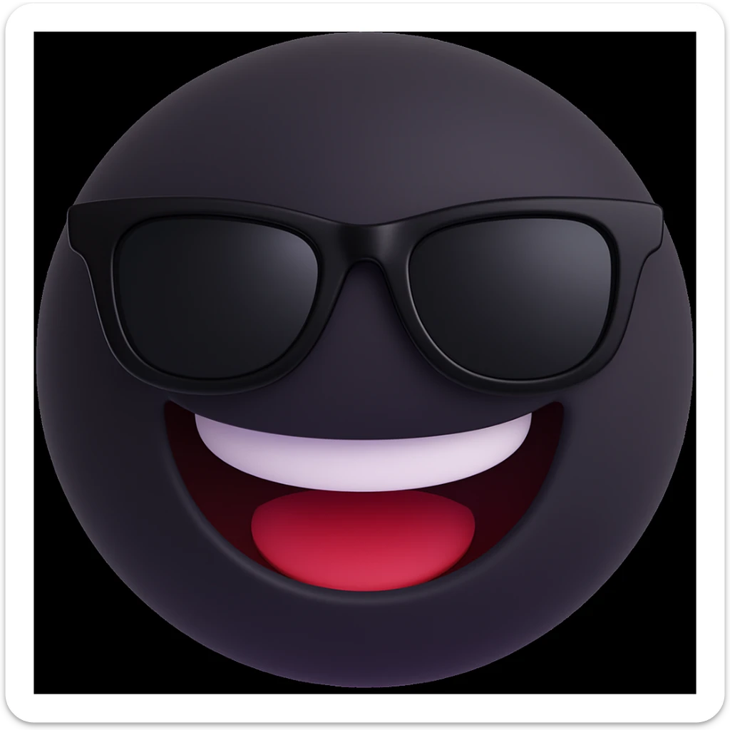 Make the smiling face emoji wear sunglasses in a style similar to 3d-emoji sticker