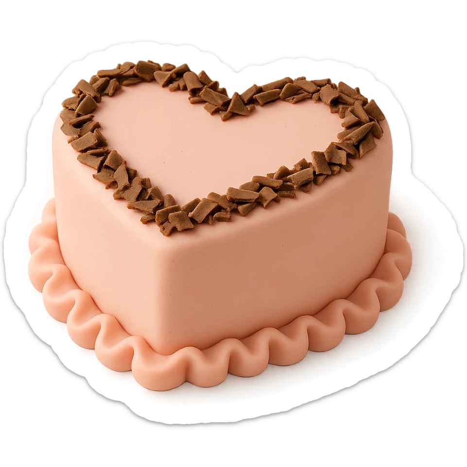 heart-shaped fondant cake with chocolate shavings sticker