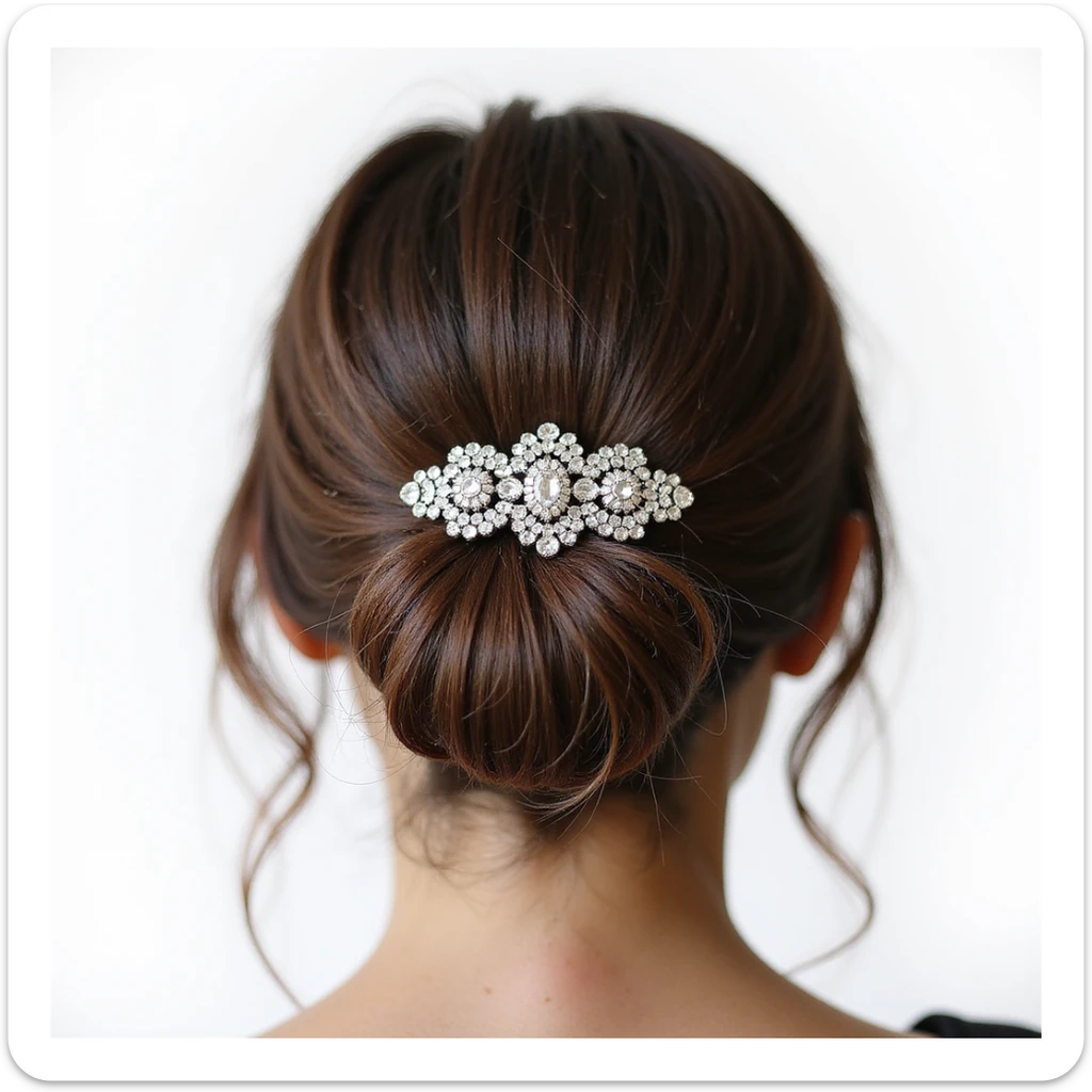 realistic hairclip with diamond accents, photorealistic, isolated, no hair, neutral background sticker