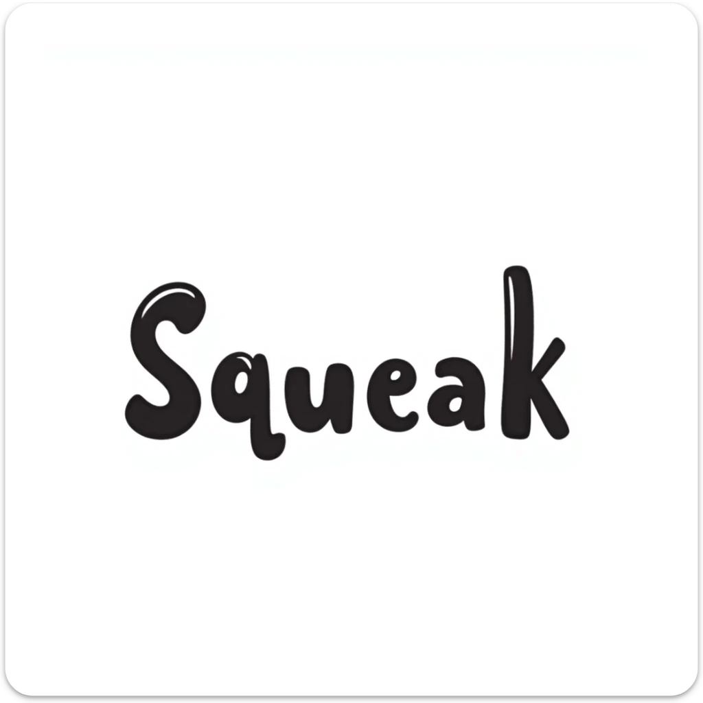 'Squeak' word in a playful hand drawn doodle style with fun and lively lettering sticker