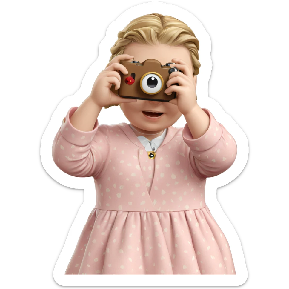 girl with camera in dress sticker