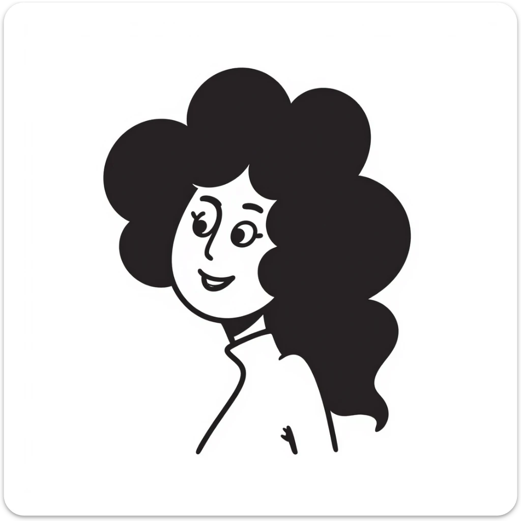 Simple sketch of a woman with flowing hair sticker