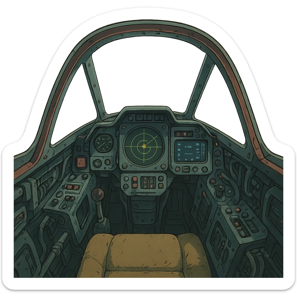 the inside of a spacefighter cockpit sticker