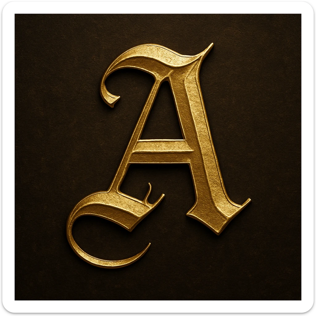 Letter A in gold gothic sticker