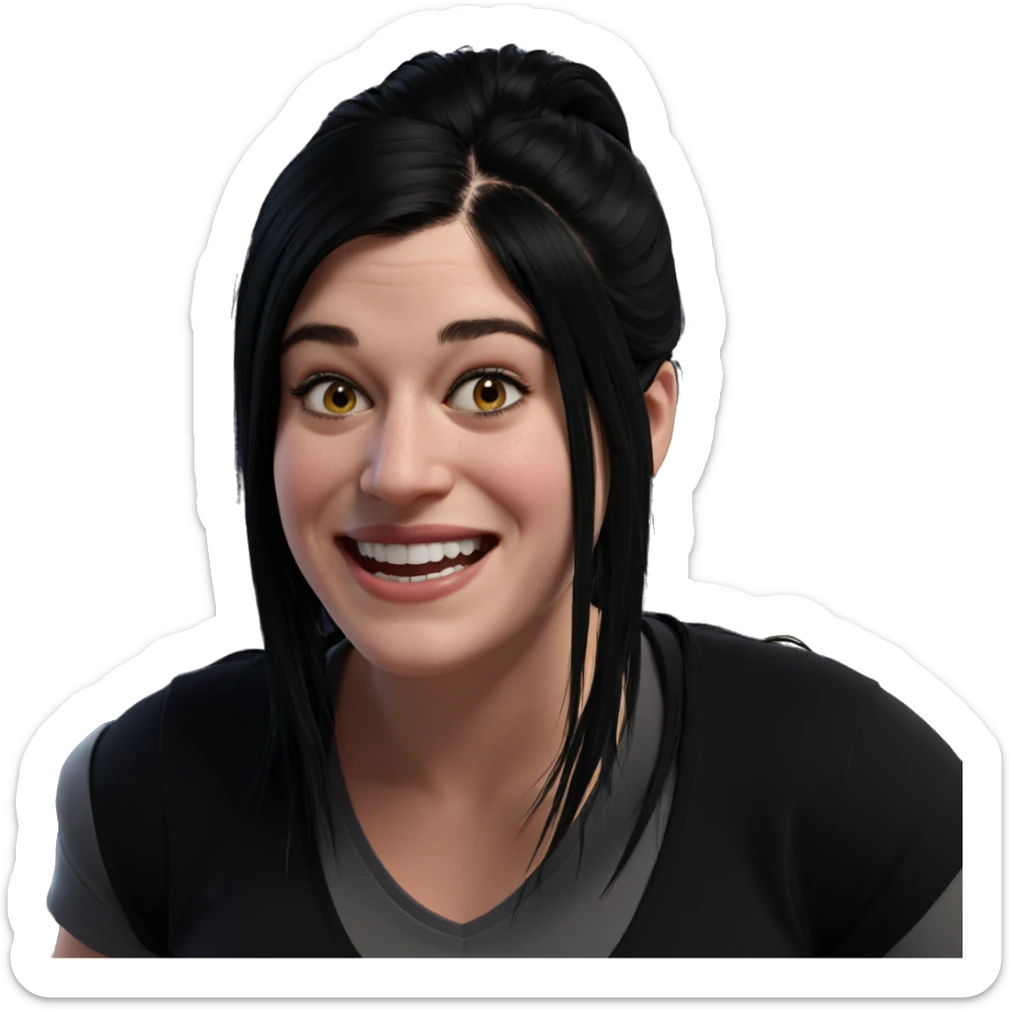 smiling girl with black hair sticker