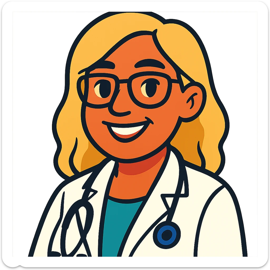 Latina doctor with light blonde hair, detailed and expressive sticker